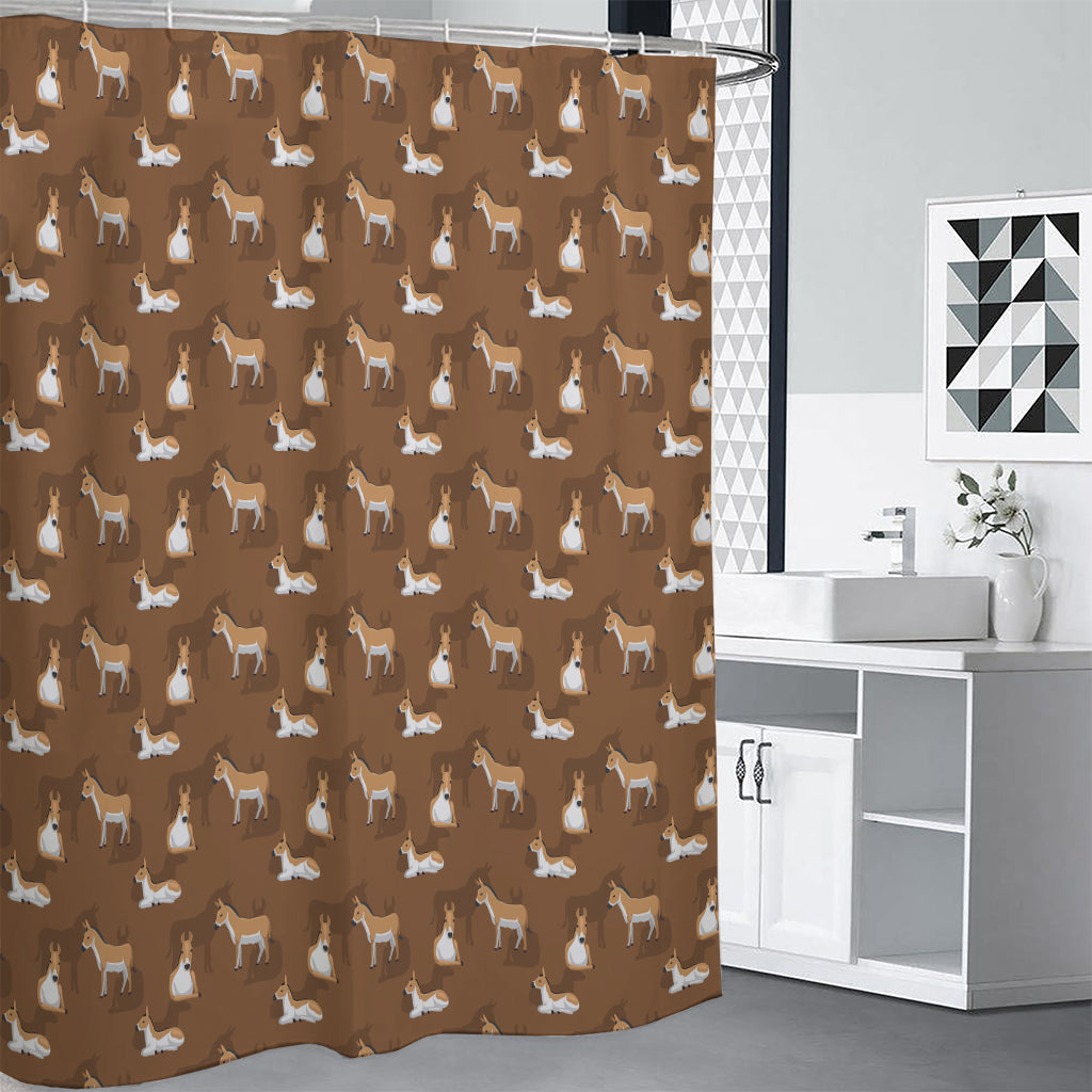 Cartoon Kulan Donkey Pattern Print Premium Shower Curtain