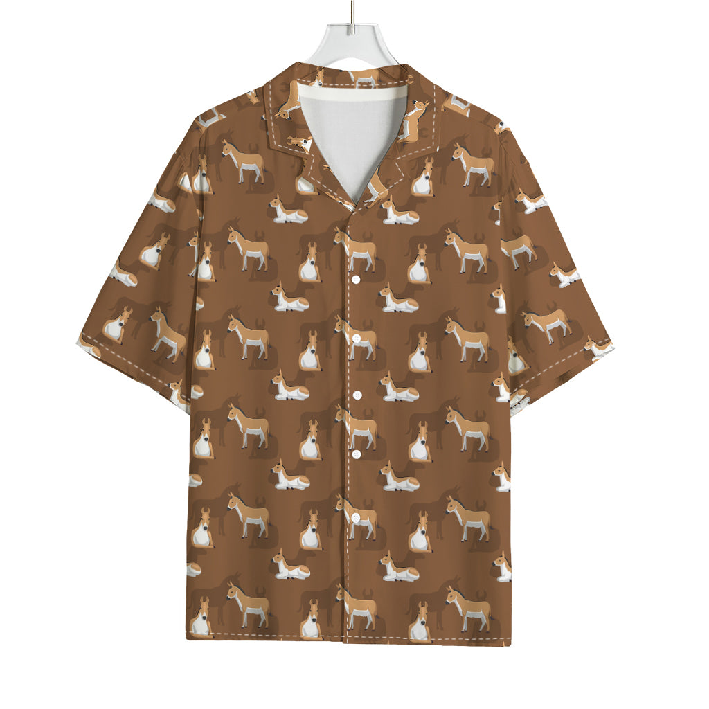 Cartoon Kulan Donkey Pattern Print Rayon Hawaiian Shirt