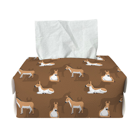 Cartoon Kulan Donkey Pattern Print Rectangle Tissue Box Cover