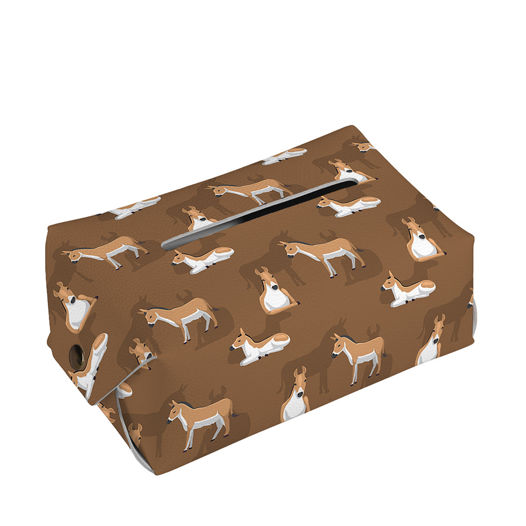 Cartoon Kulan Donkey Pattern Print Rectangle Tissue Box Cover