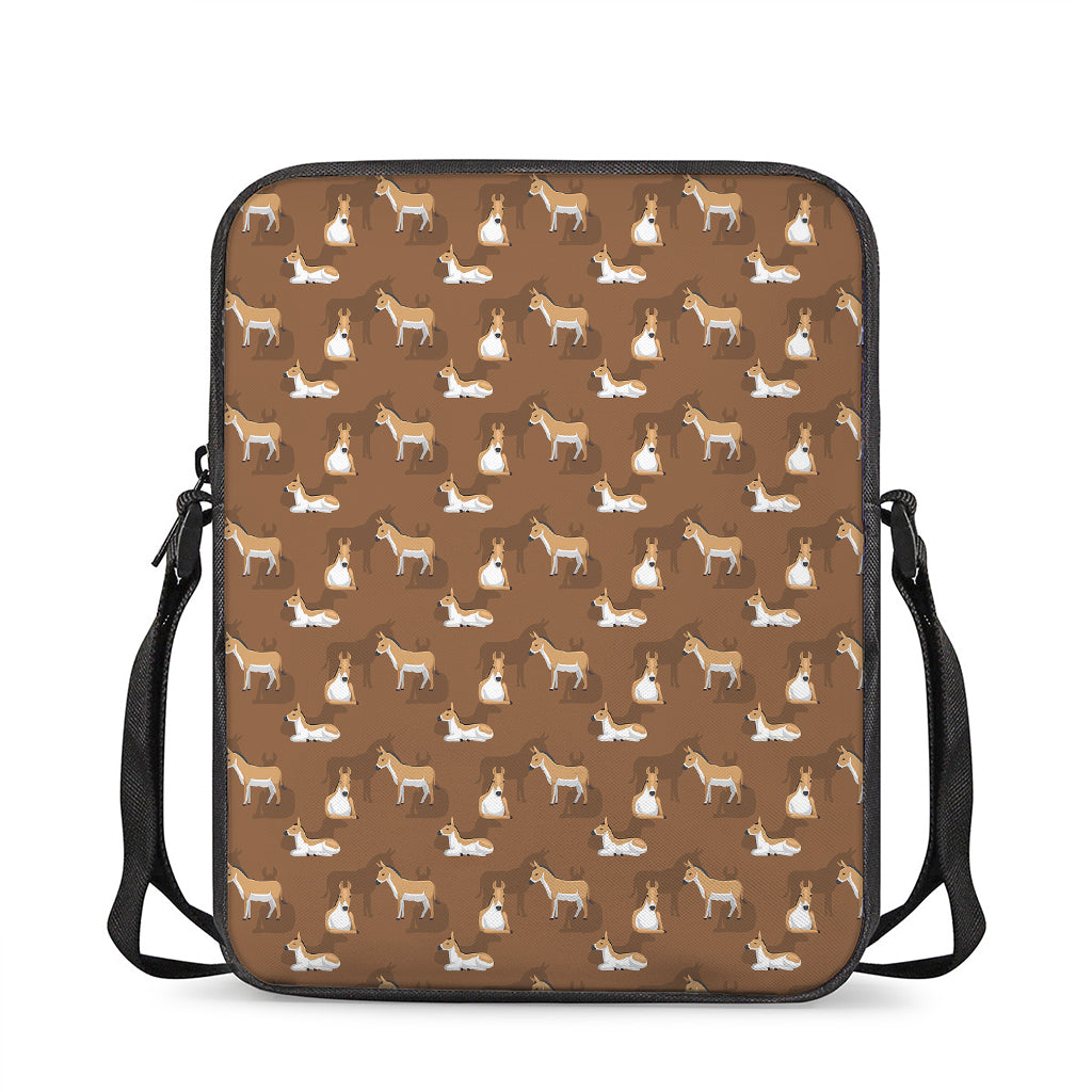 Cartoon Kulan Donkey Pattern Print Rectangular Crossbody Bag