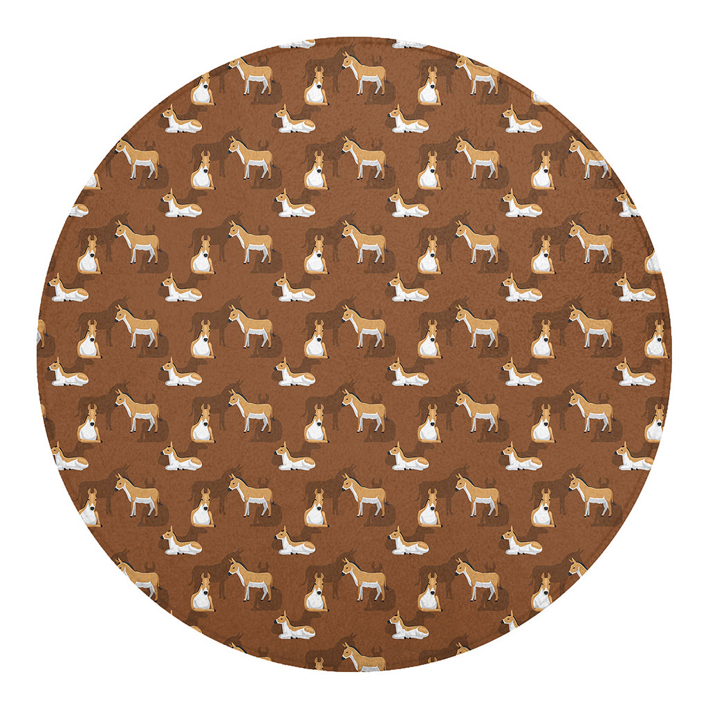 Cartoon Kulan Donkey Pattern Print Round Blanket