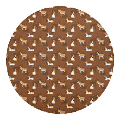 Cartoon Kulan Donkey Pattern Print Round Blanket