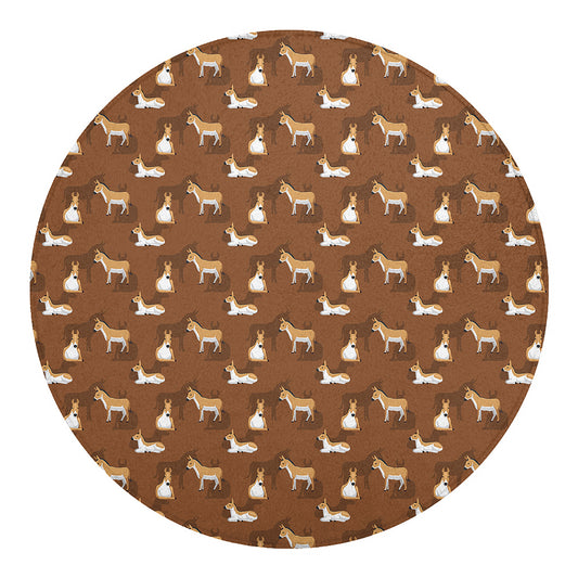 Cartoon Kulan Donkey Pattern Print Round Blanket