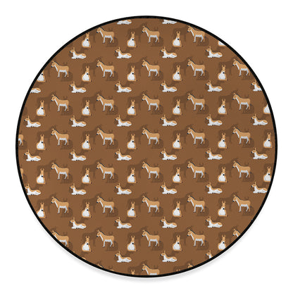 Cartoon Kulan Donkey Pattern Print Round Floor Mat