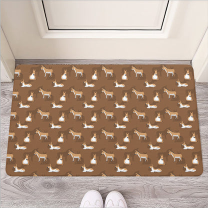 Cartoon Kulan Donkey Pattern Print Rubber Doormat