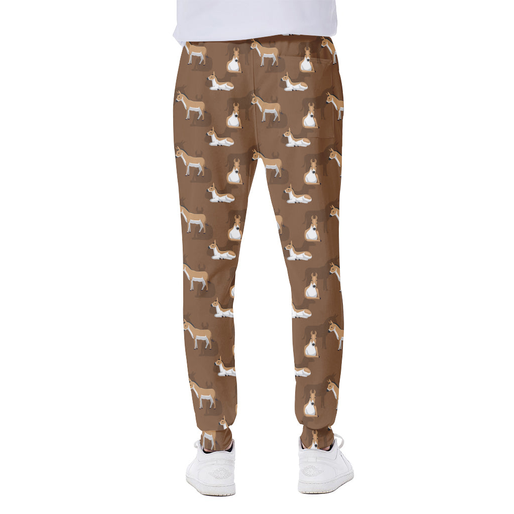 Cartoon Kulan Donkey Pattern Print Scuba Joggers