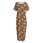 Cartoon Kulan Donkey Pattern Print Short Sleeve Long Nightdress