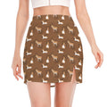 Cartoon Kulan Donkey Pattern Print Side Slit Mini Skirt