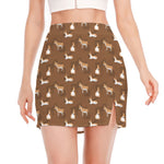 Cartoon Kulan Donkey Pattern Print Side Slit Mini Skirt