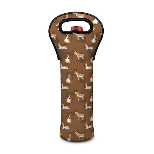 Cartoon Kulan Donkey Pattern Print Single Neoprene Wine Tote