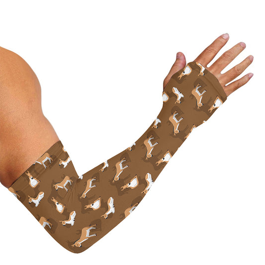 Cartoon Kulan Donkey Pattern Print Sun Protection Arm Sleeves