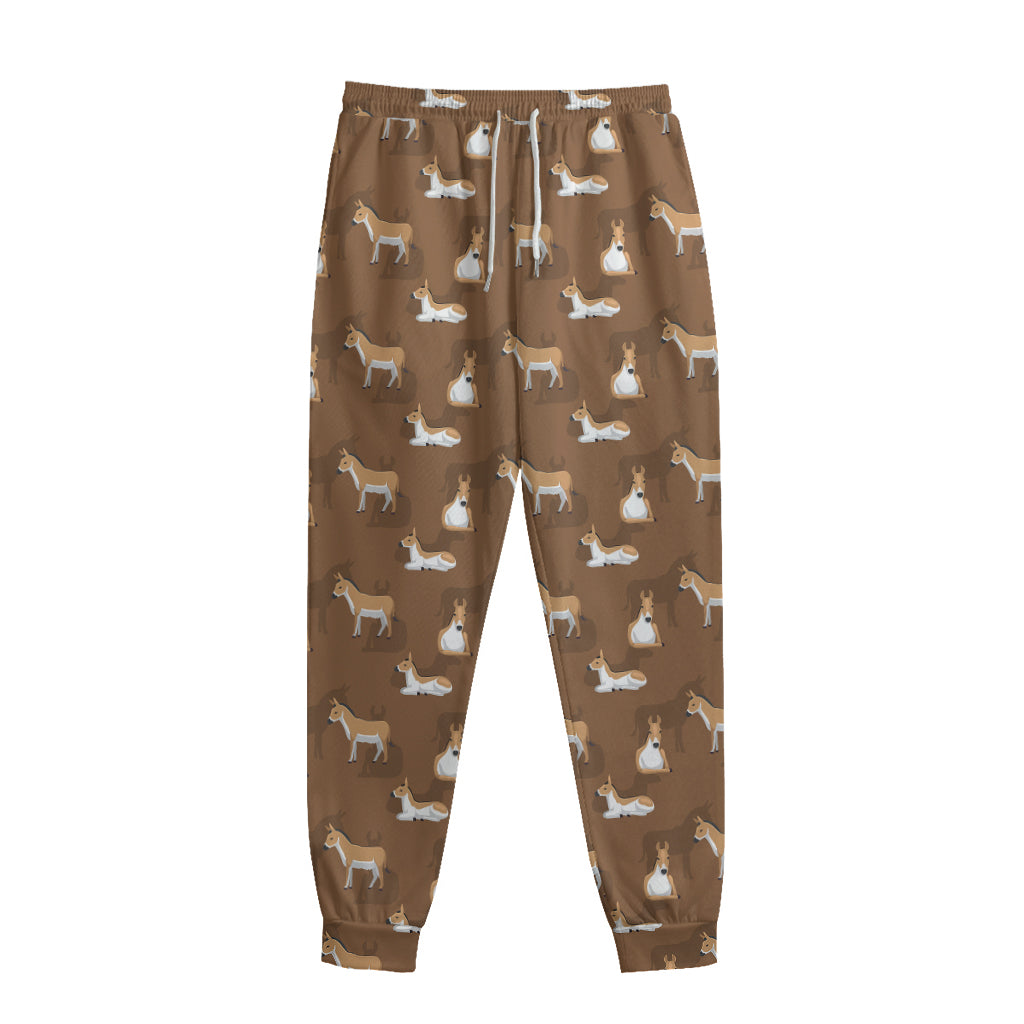 Cartoon Kulan Donkey Pattern Print Sweatpants