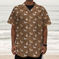Cartoon Kulan Donkey Pattern Print Textured Short Sleeve Shirt