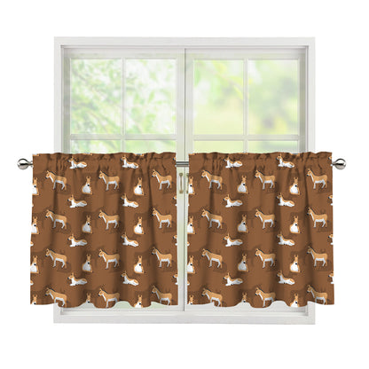 Cartoon Kulan Donkey Pattern Print Tier Curtains
