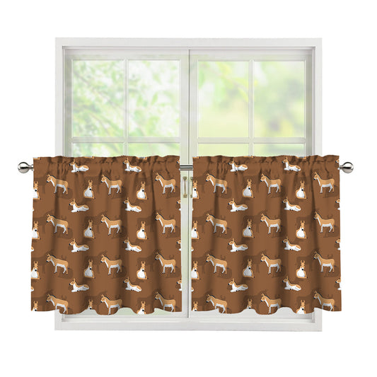 Cartoon Kulan Donkey Pattern Print Tier Curtains