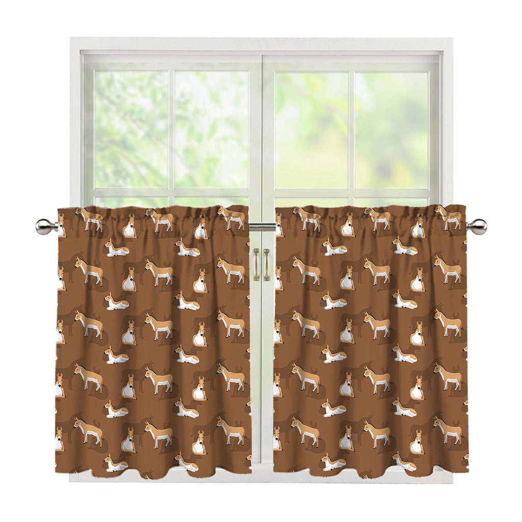 Cartoon Kulan Donkey Pattern Print Tier Curtains