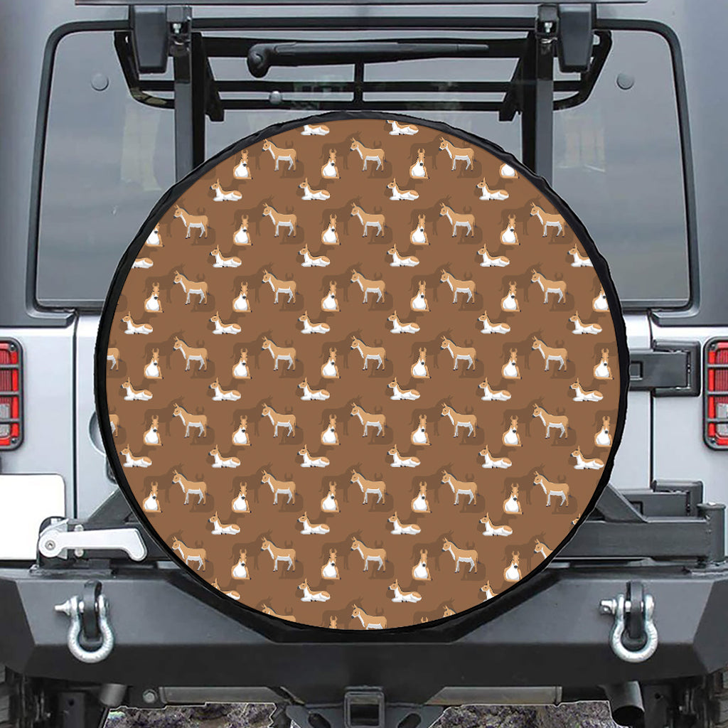 Cartoon Kulan Donkey Pattern Print Tire Cover