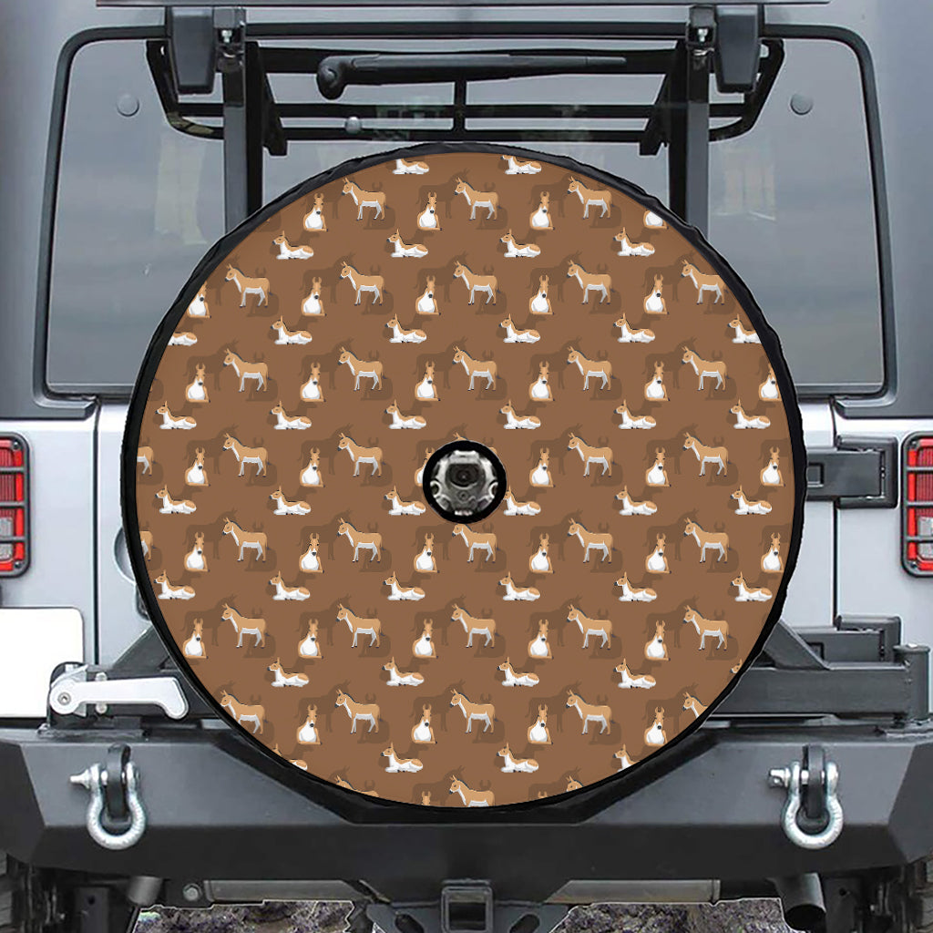 Cartoon Kulan Donkey Pattern Print Tire Cover With Camera Hole