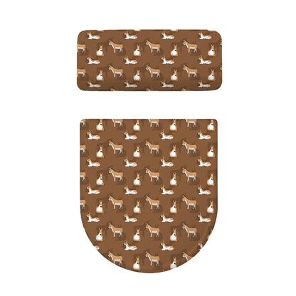 Cartoon Kulan Donkey Pattern Print Toilet Lid And Tank Cover Set