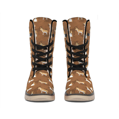Cartoon Kulan Donkey Pattern Print Winter Boots