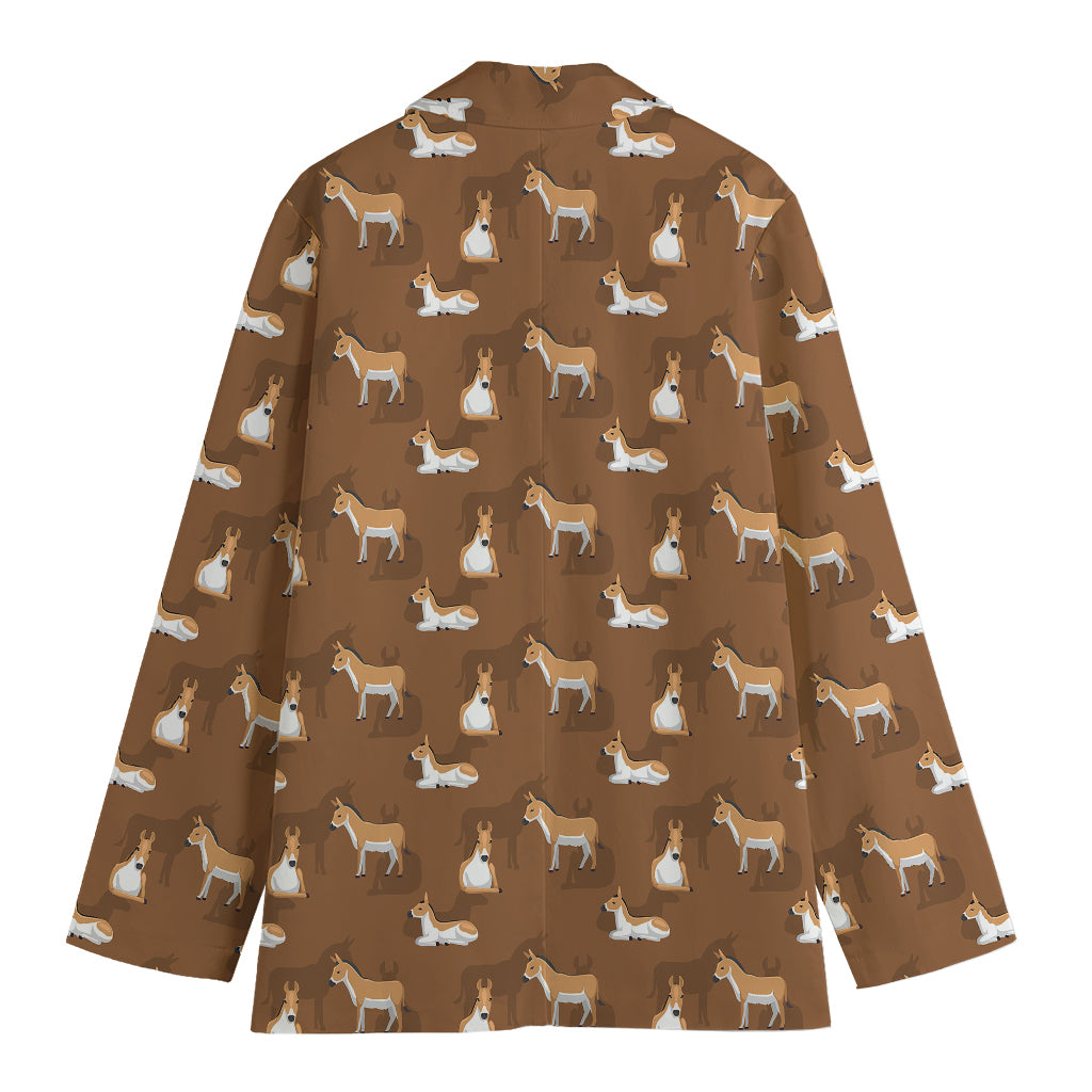 Cartoon Kulan Donkey Pattern Print Women's Cotton Blazer