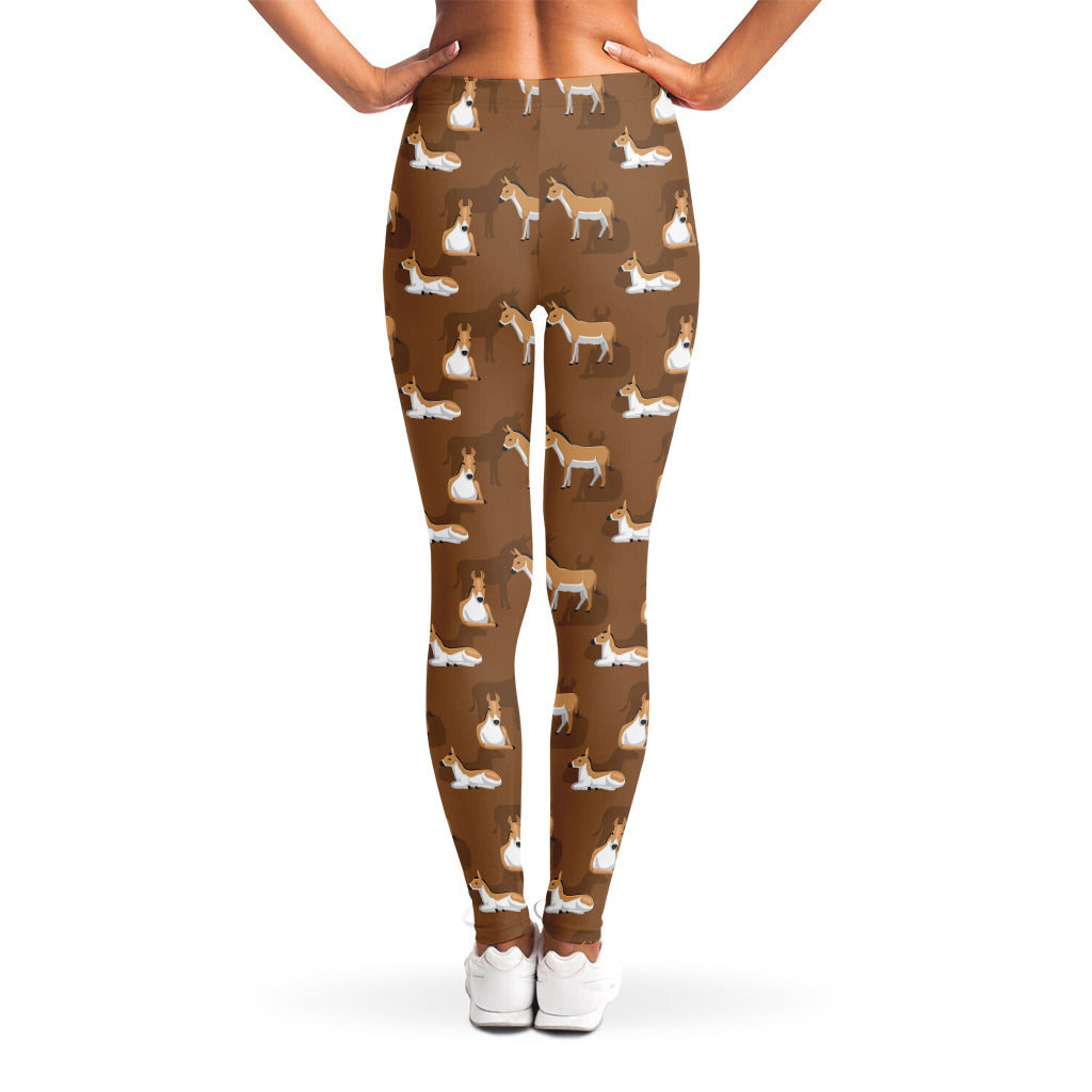 Cartoon Kulan Donkey Pattern Print Women's Leggings