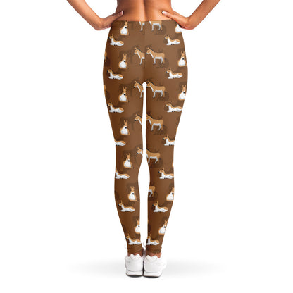 Cartoon Kulan Donkey Pattern Print Women's Leggings