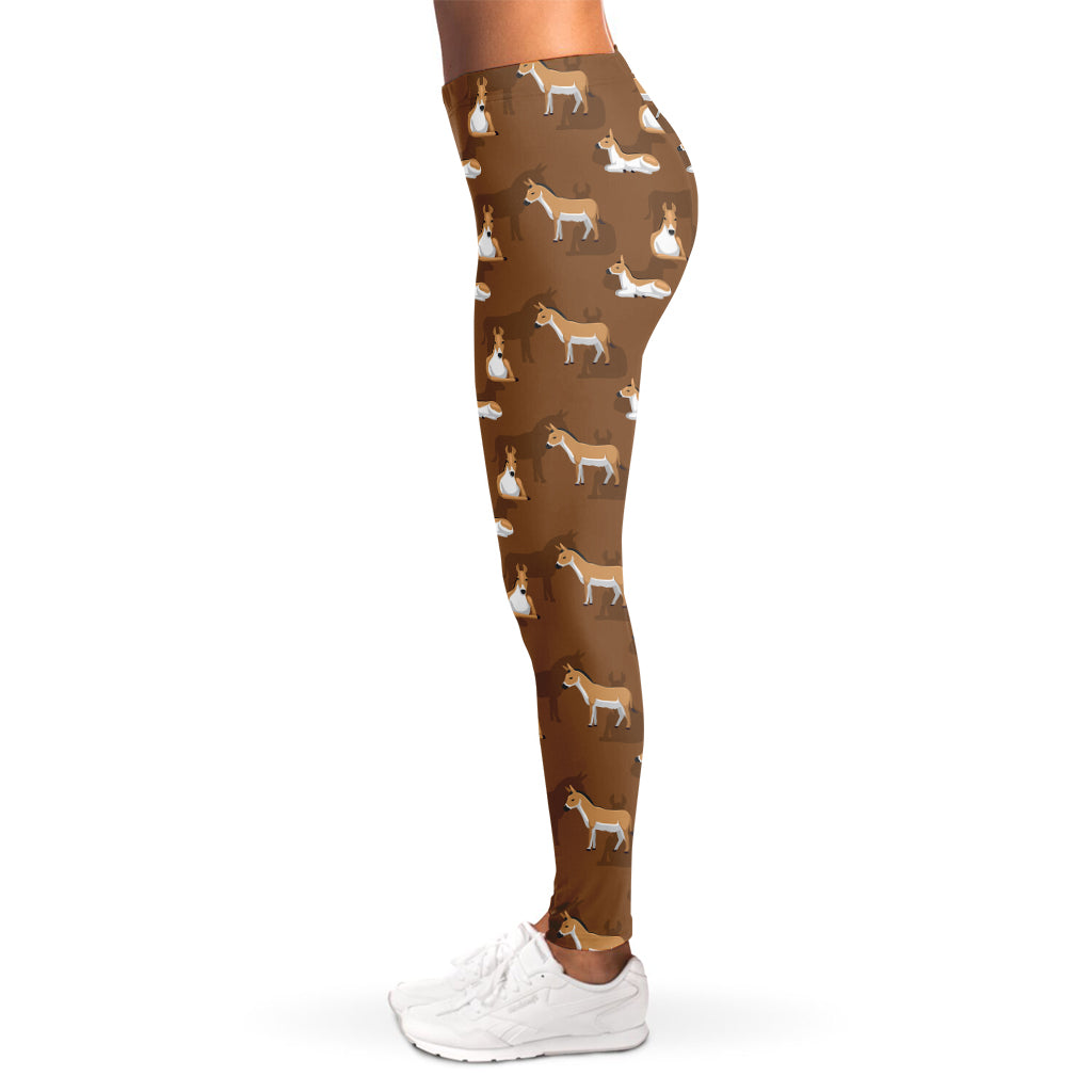 Cartoon Kulan Donkey Pattern Print Women's Leggings
