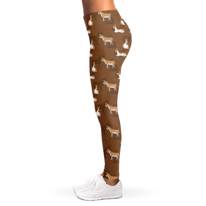 Cartoon Kulan Donkey Pattern Print Women's Leggings