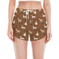 Cartoon Kulan Donkey Pattern Print Women's Split Running Shorts