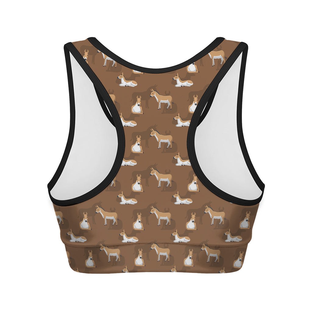 Cartoon Kulan Donkey Pattern Print Women's Sports Bra