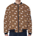 Cartoon Kulan Donkey Pattern Print Zip Sleeve Bomber Jacket
