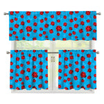 Cartoon Ladybird Pattern Print 3 Piece Kitchen Curtains