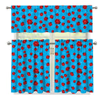 Cartoon Ladybird Pattern Print 3 Piece Kitchen Curtains