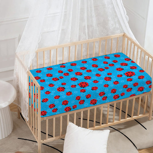 Cartoon Ladybird Pattern Print Baby Crib Sheet