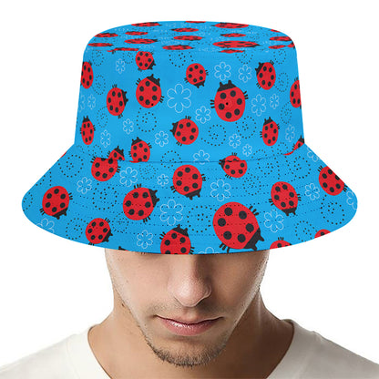 Cartoon Ladybird Pattern Print Bucket Hat