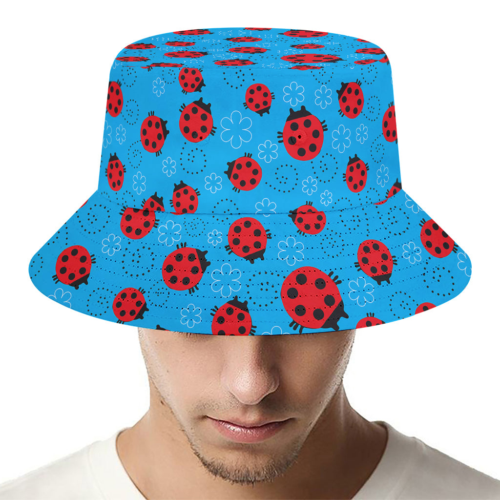 Cartoon Ladybird Pattern Print Bucket Hat