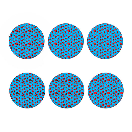 Cartoon Ladybird Pattern Print Coaster Set