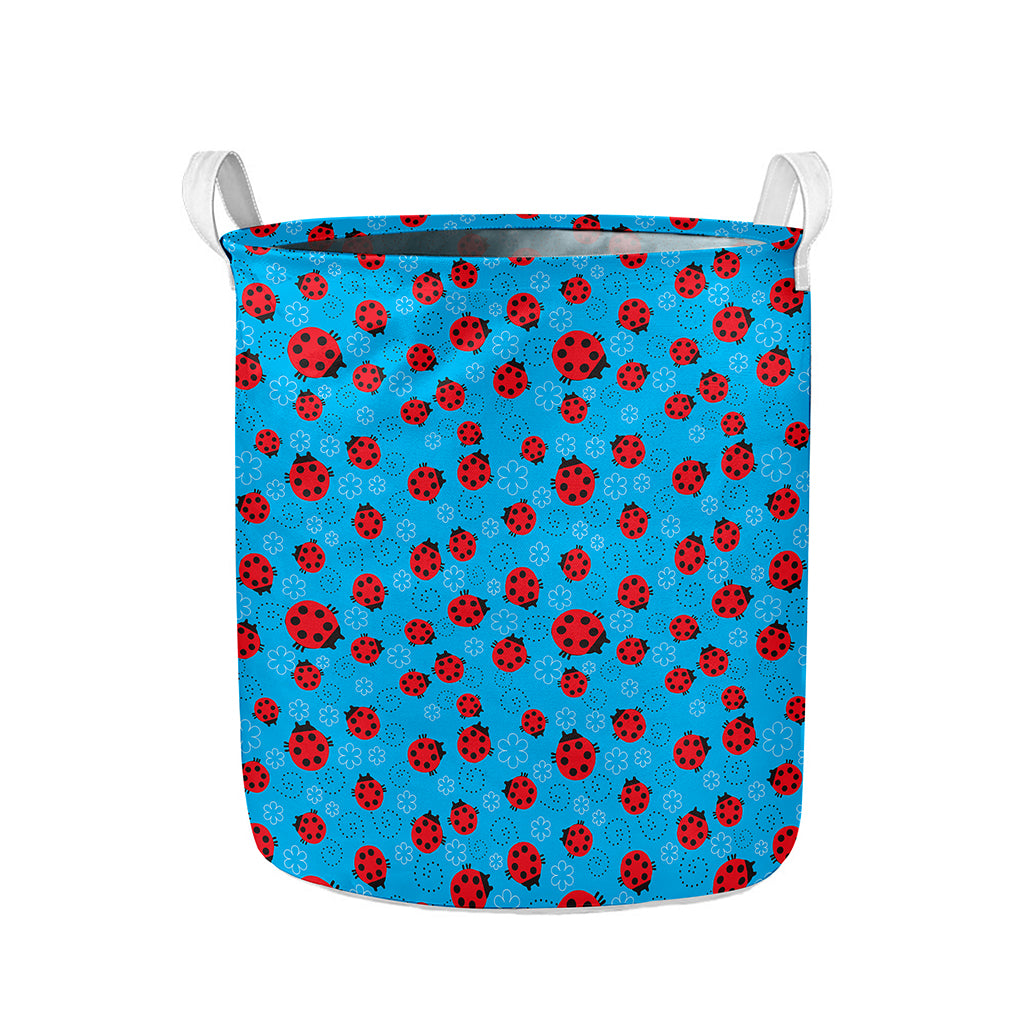 Cartoon Ladybird Pattern Print Collapsible Laundry Basket