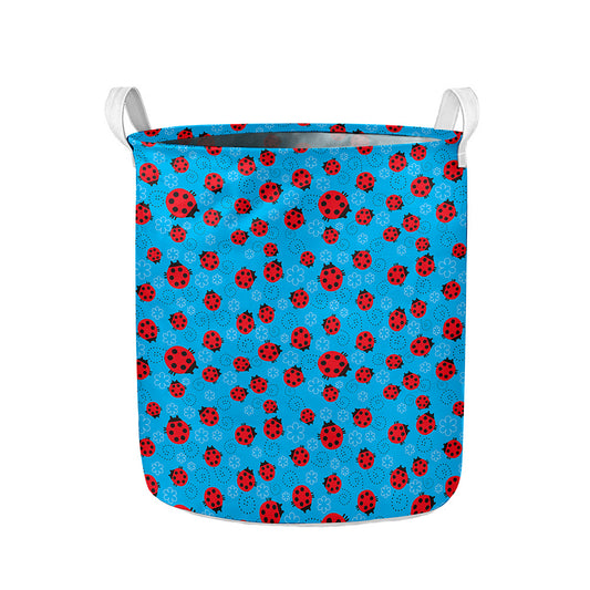 Cartoon Ladybird Pattern Print Collapsible Laundry Basket