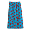 Cartoon Ladybird Pattern Print Cotton Front Slit Maxi Skirt