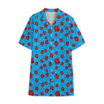 Cartoon Ladybird Pattern Print Cotton Hawaiian Shirt