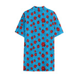 Cartoon Ladybird Pattern Print Cotton Hawaiian Shirt