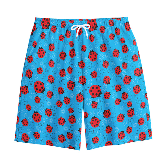 Cartoon Ladybird Pattern Print Cotton Shorts