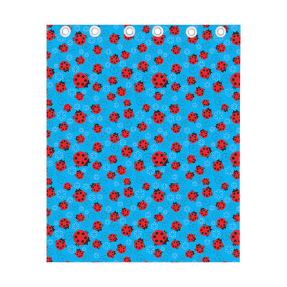 Cartoon Ladybird Pattern Print Curtain