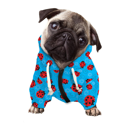 Cartoon Ladybird Pattern Print Dog Zip Up Hoodie