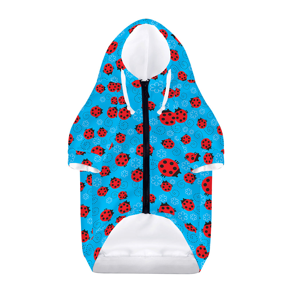 Cartoon Ladybird Pattern Print Dog Zip Up Hoodie