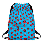 Cartoon Ladybird Pattern Print Drawstring Backpack
