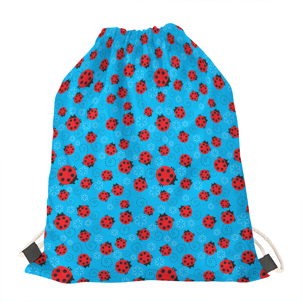 Cartoon Ladybird Pattern Print Drawstring Bag